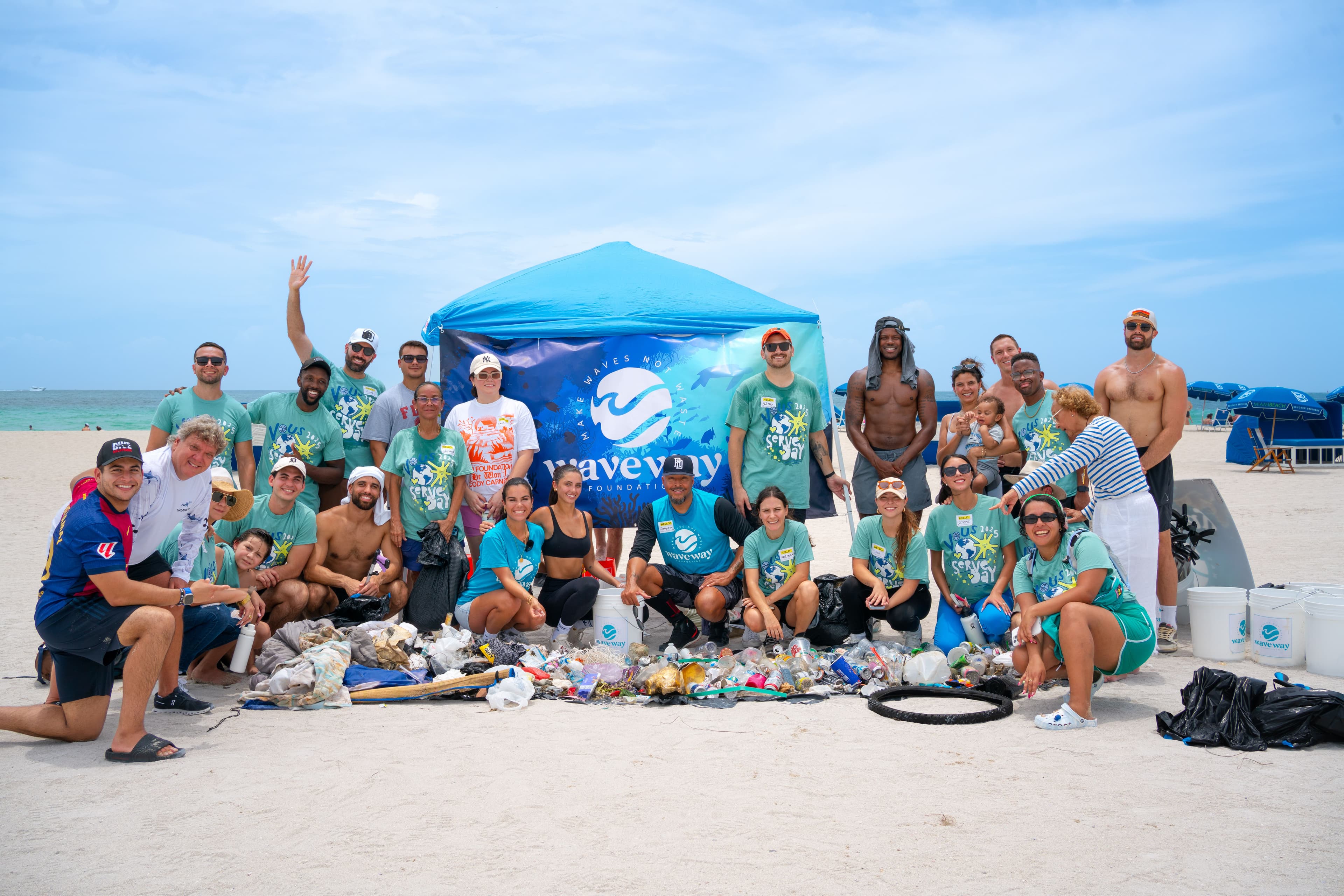 Group of volunteers on beach