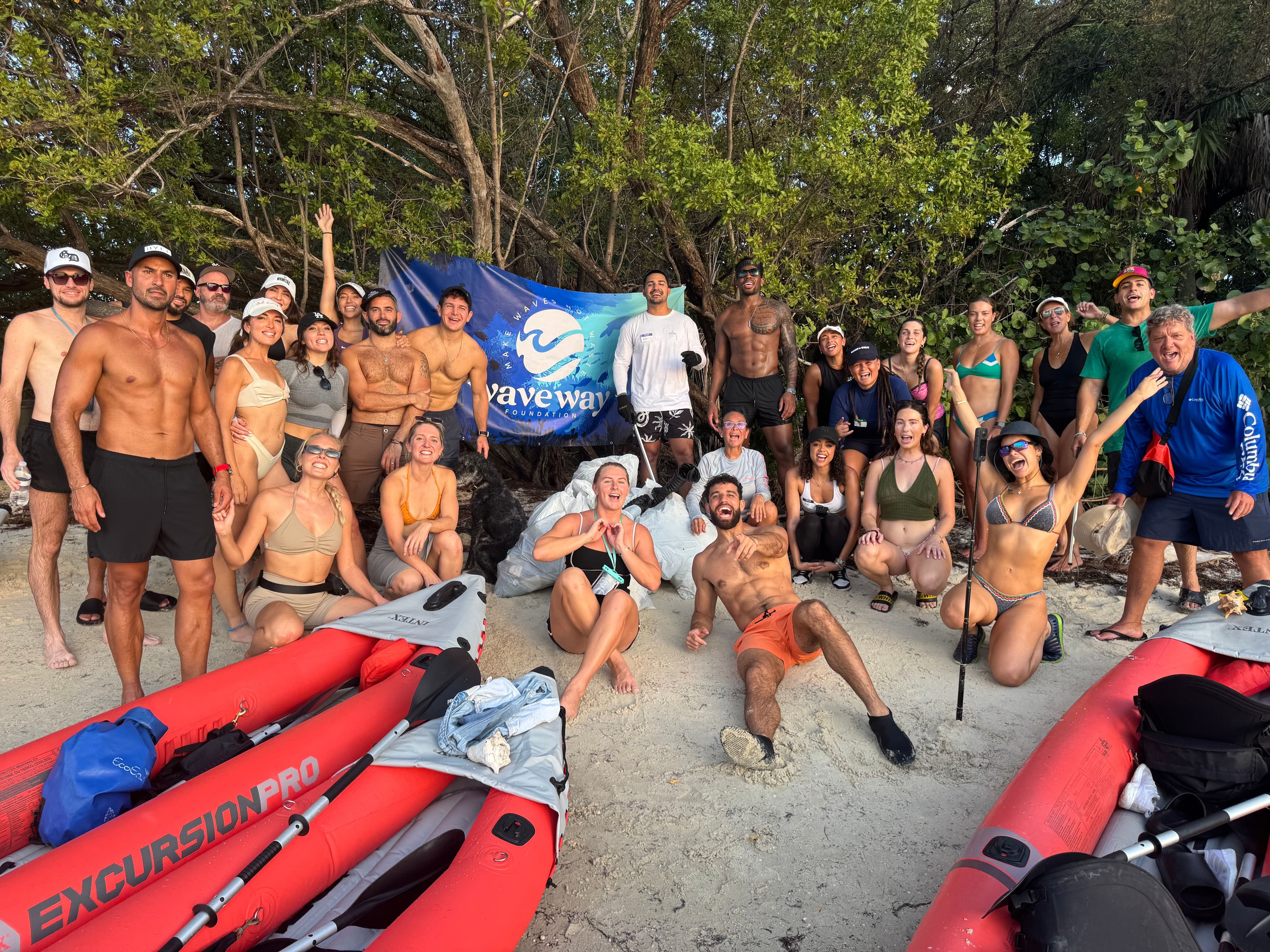 Group of volunteers on beach